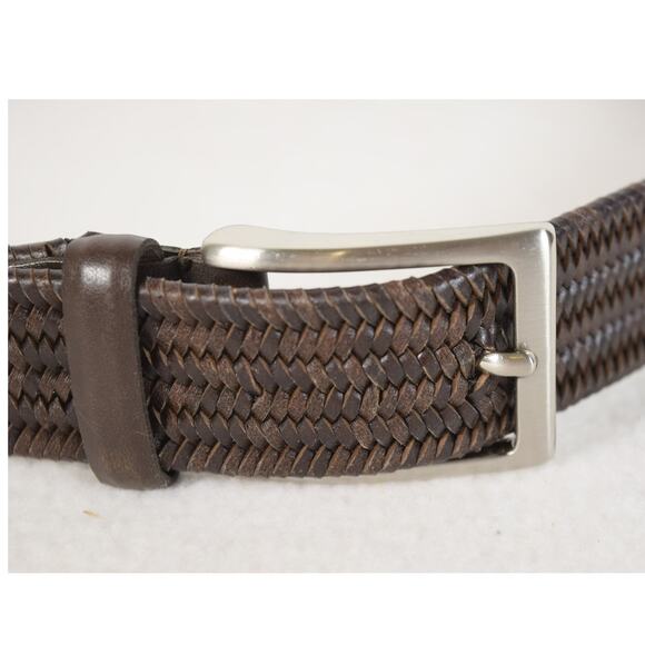 Brown Imitation Leather Stretch Belt Sz L (38-40) Jabi 11DK04DD3 Silver Buckle - Picture 3 of 5